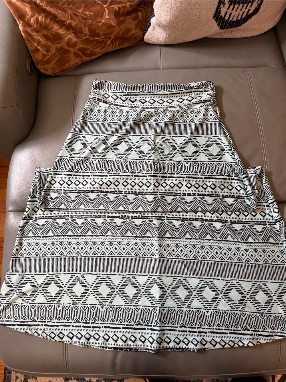 Signature Studio Black and Teal Aztec Print Maxi Skirt